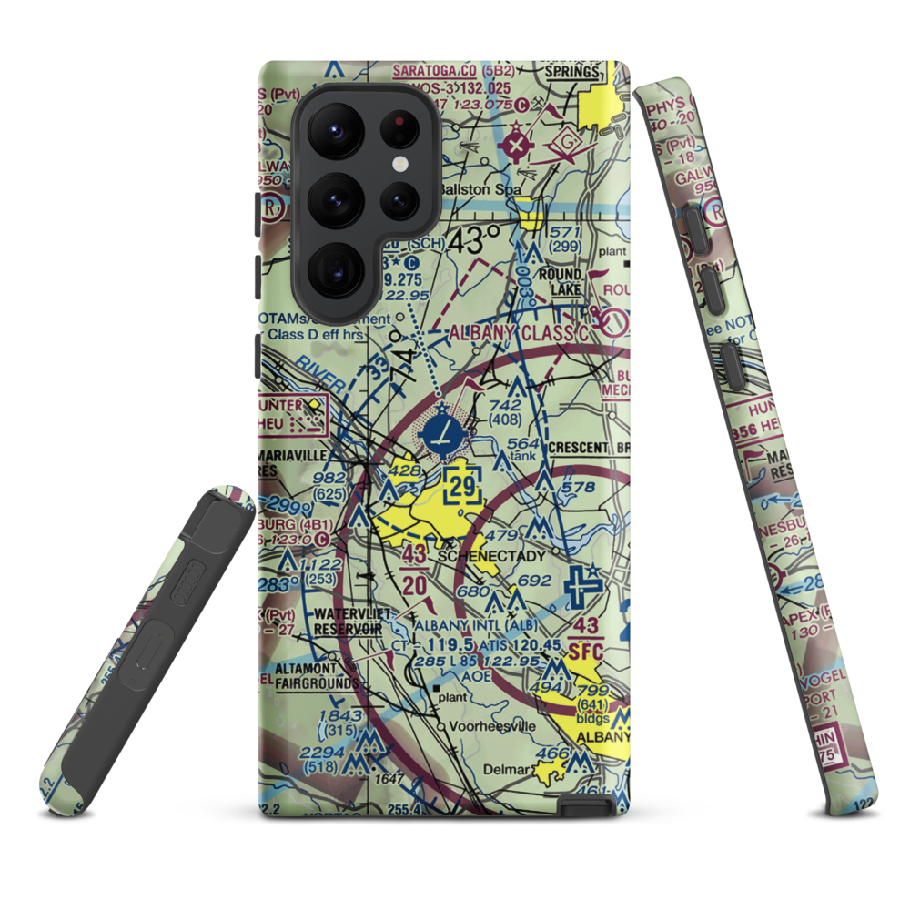 Schenectady County Airport (SCH) VFR Sectional Samsung Phone Case Samsung Galaxy S22 Ultra model shown