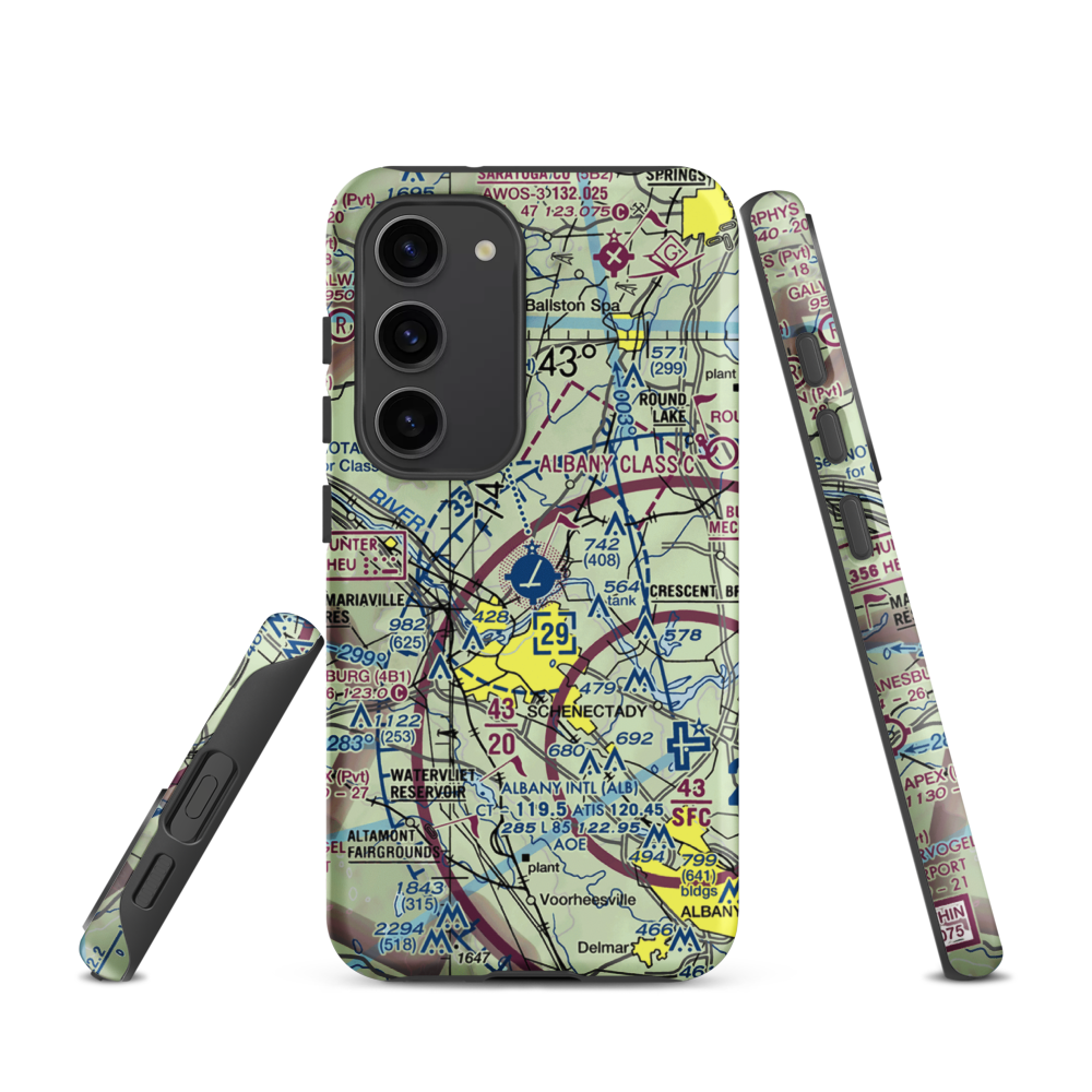 Schenectady County Airport (SCH) VFR Sectional Samsung Phone Case Samsung Galaxy S23 model shown