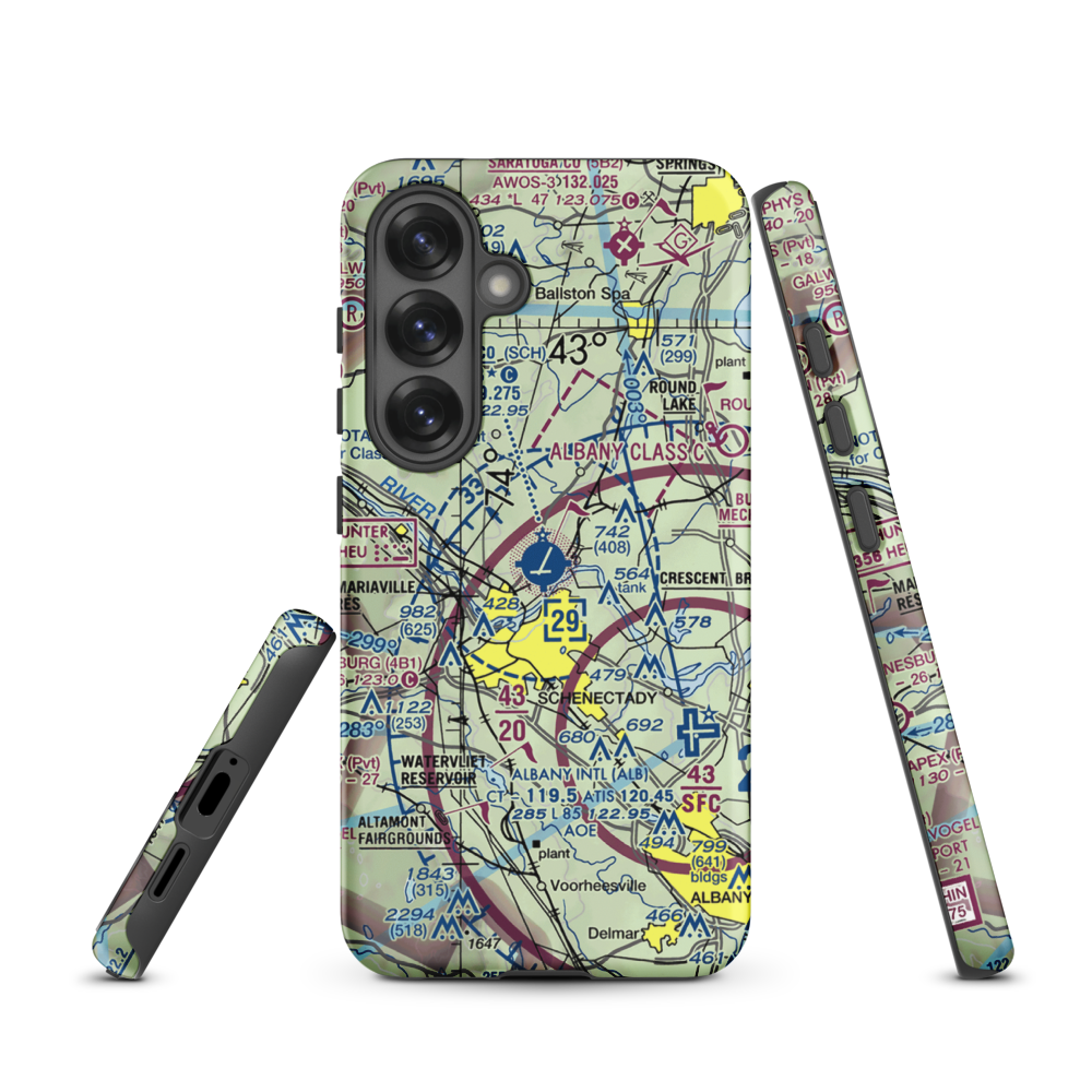 Schenectady County Airport (SCH) VFR Sectional Samsung Phone Case Samsung Galaxy S25 model shown