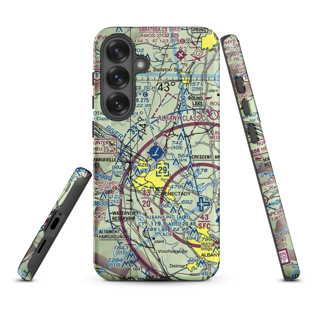 Schenectady County Airport (SCH) VFR Sectional Samsung Phone Case Samsung Galaxy S25 Plus model shown