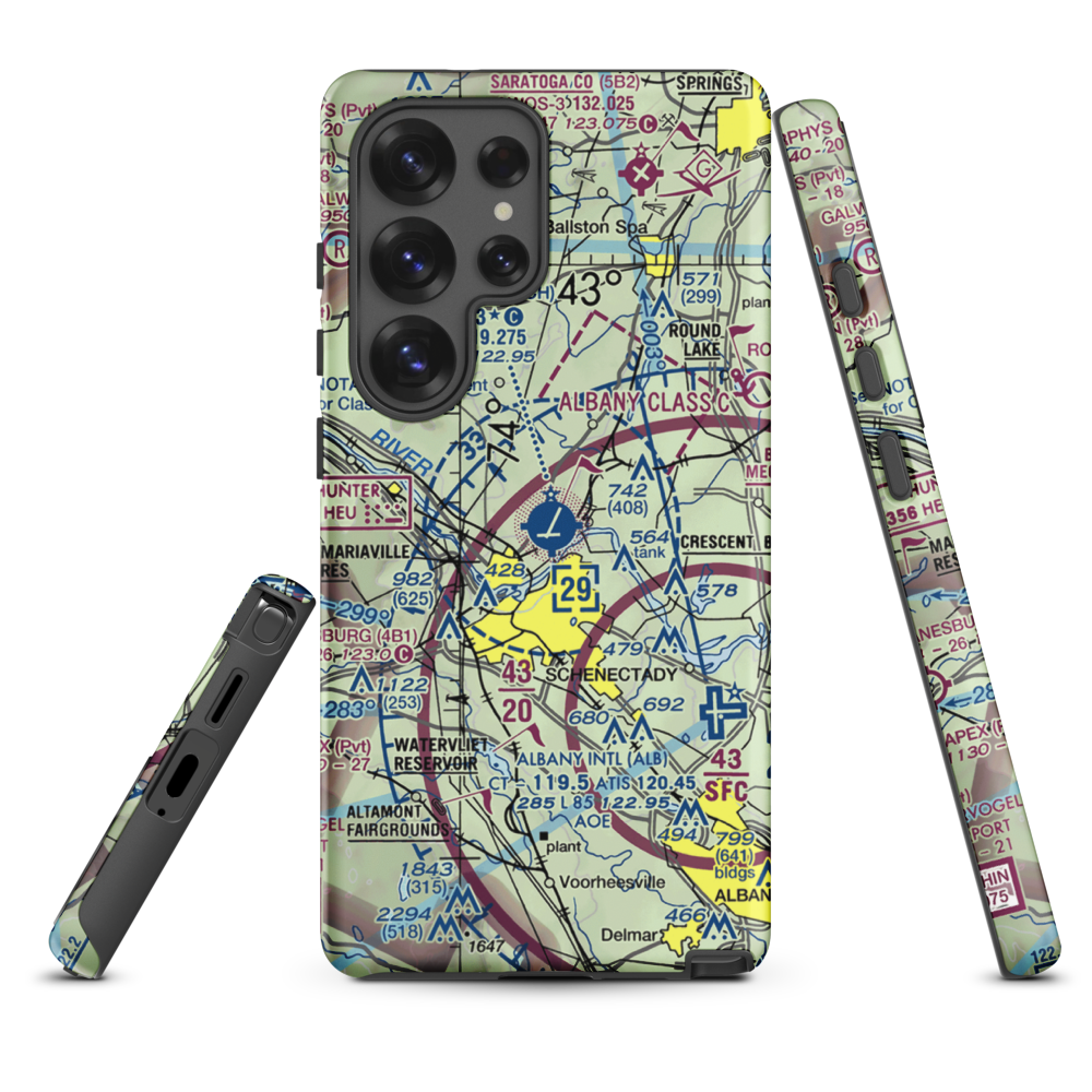 Schenectady County Airport (SCH) VFR Sectional Samsung Phone Case Samsung Galaxy S25 Ultra model shown
