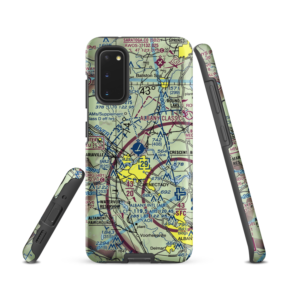 Schenectady County Airport (SCH) VFR Sectional Samsung Phone Case Samsung Galaxy S20 model shown