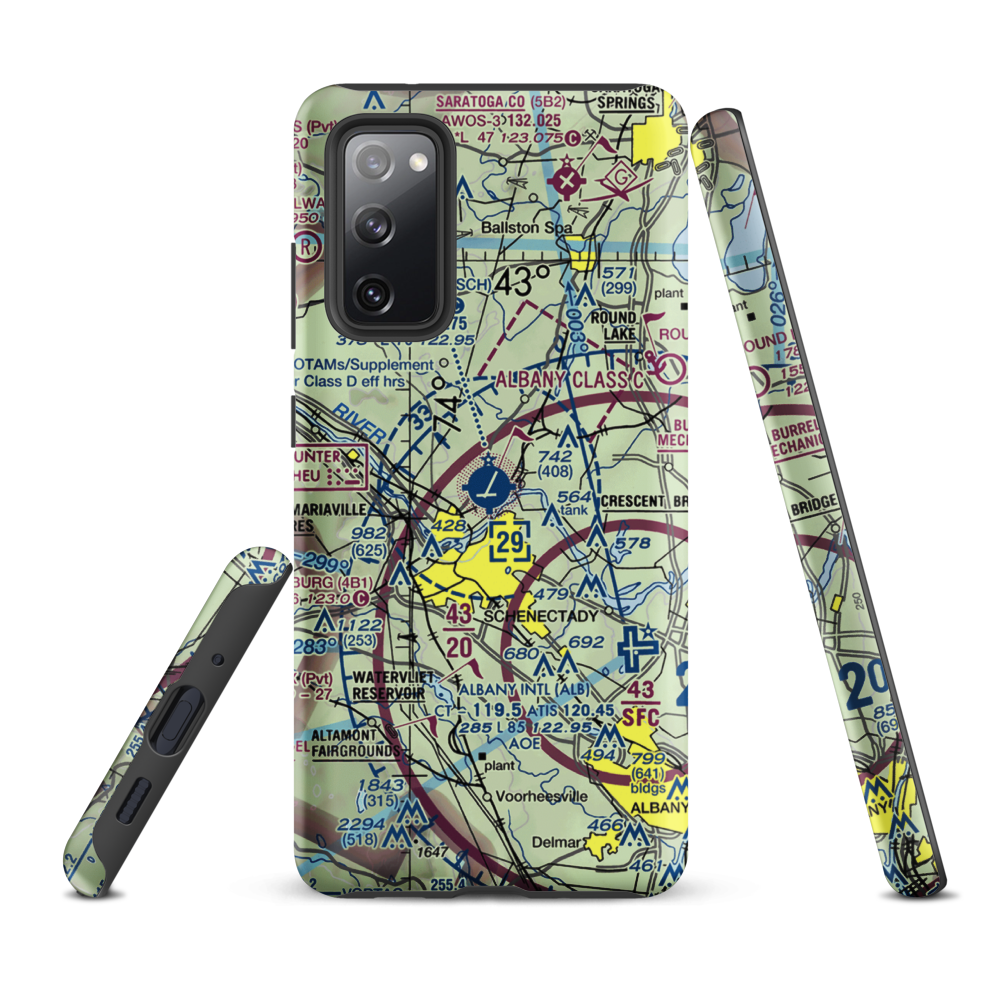 Schenectady County Airport (SCH) VFR Sectional Samsung Phone Case Samsung Galaxy S20 FE model shown