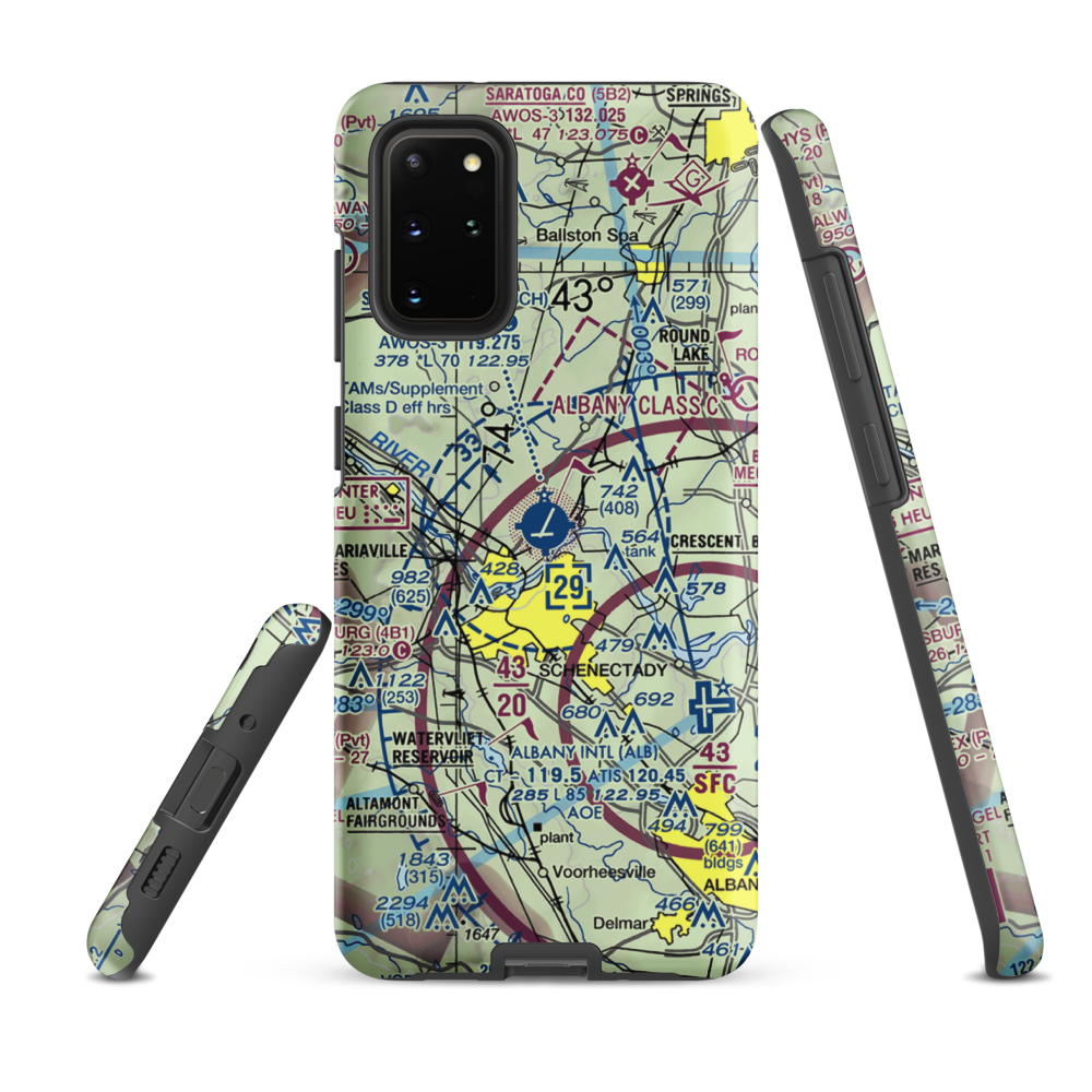 Schenectady County Airport (SCH) VFR Sectional Samsung Phone Case Samsung Galaxy S20 Plus model shown