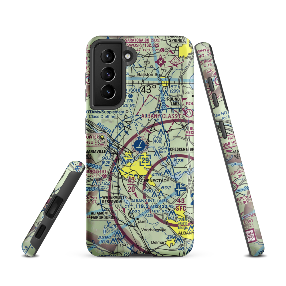 Schenectady County Airport (SCH) VFR Sectional Samsung Phone Case Samsung Galaxy S21 model shown