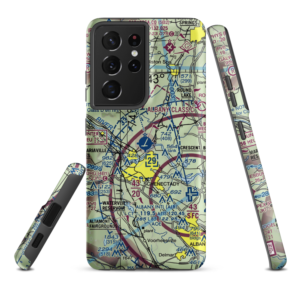 Schenectady County Airport (SCH) VFR Sectional Samsung Phone Case Samsung Galaxy S21 Plus model shown