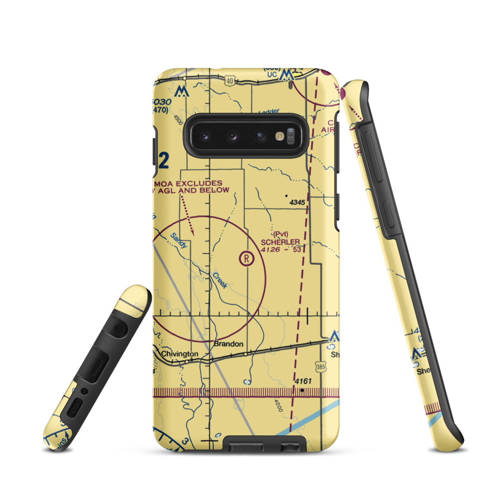 Scherler Private Airstrip (9CO5) VFR Sectional Samsung Phone Case Samsung Galaxy S10 model shown