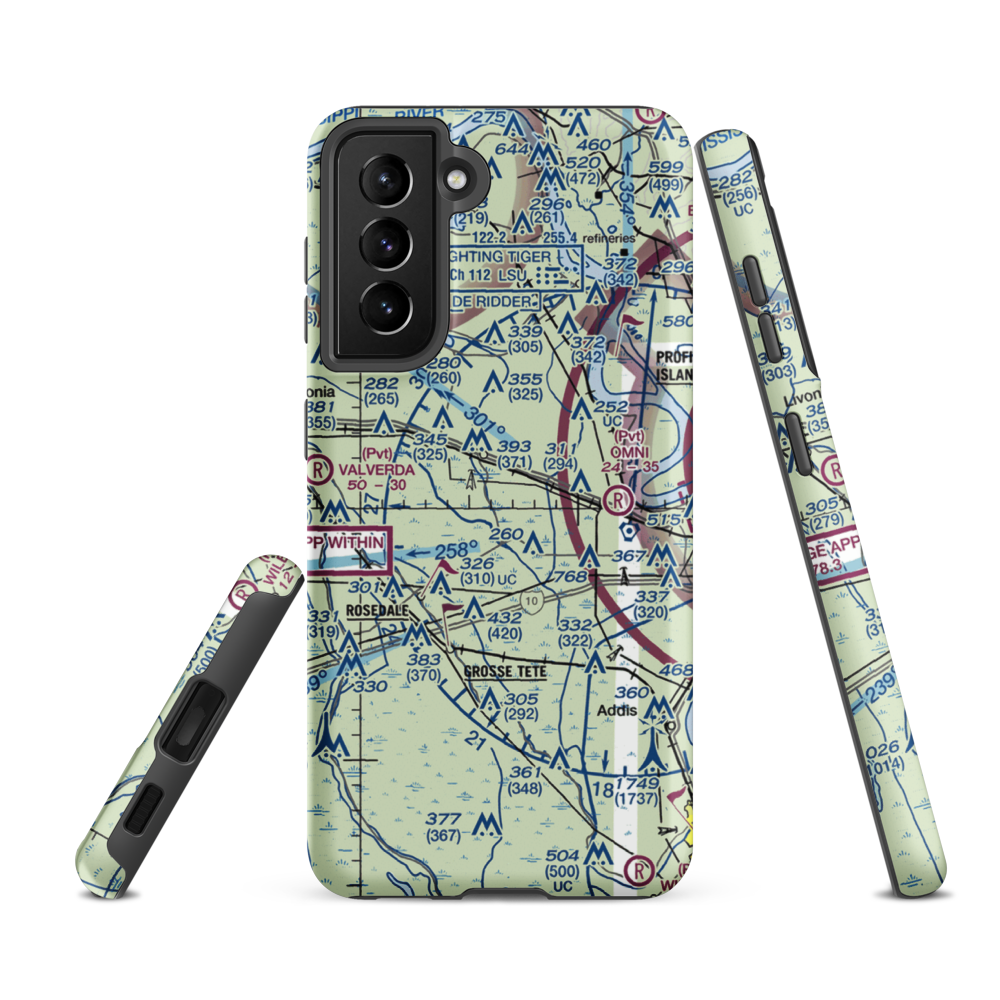 Schexnayder Airport (66LA) VFR Sectional Samsung Phone Case Samsung Galaxy S21 FE model shown