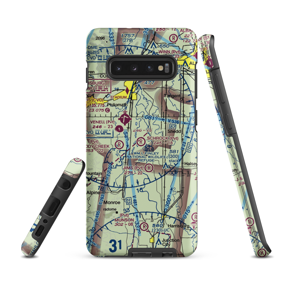 Schrock Airport (4OR4) VFR Sectional Samsung Phone Case Samsung Galaxy S10 Plus model shown