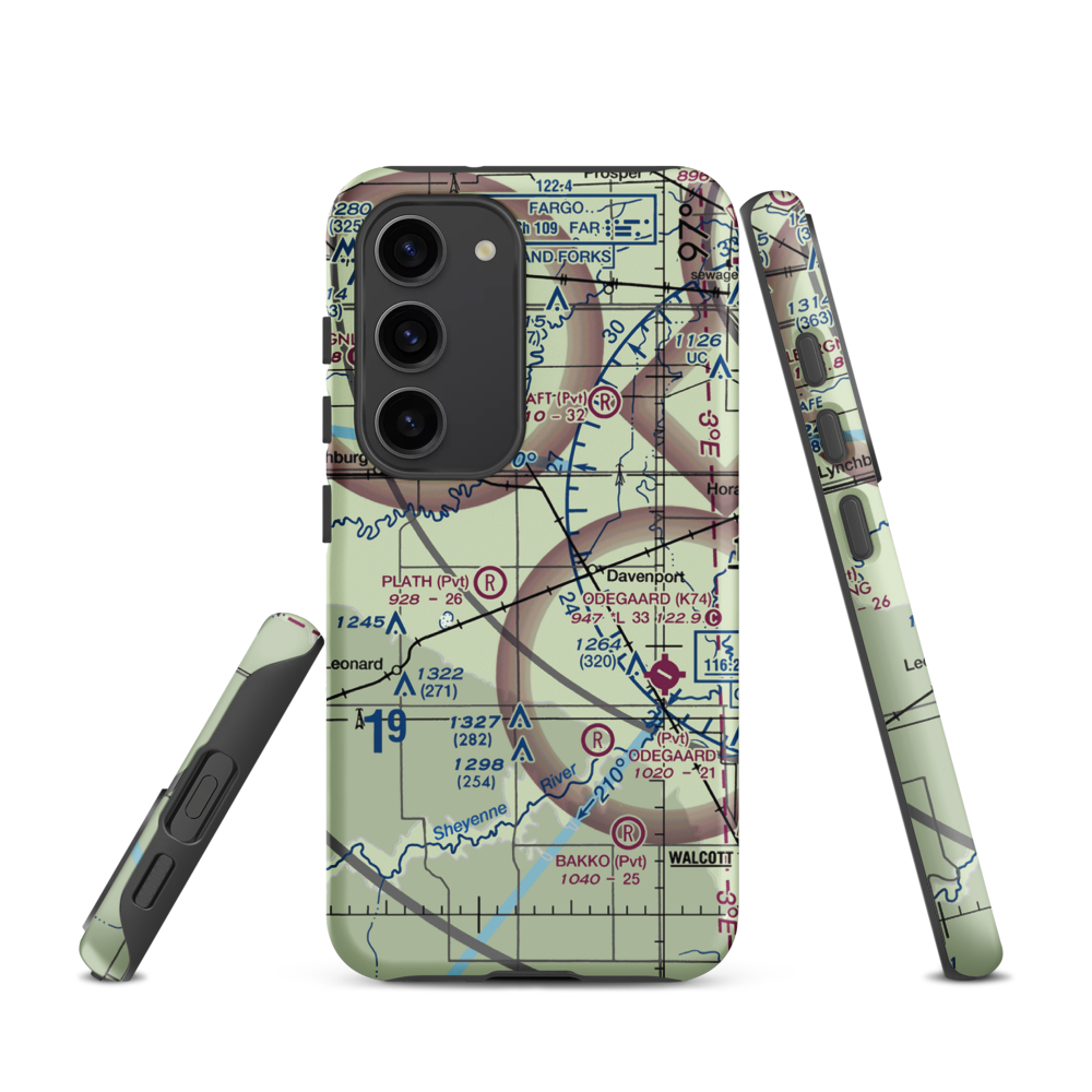 Schroeder Airport (ND92) VFR Sectional Samsung Phone Case Samsung Galaxy S23 model shown