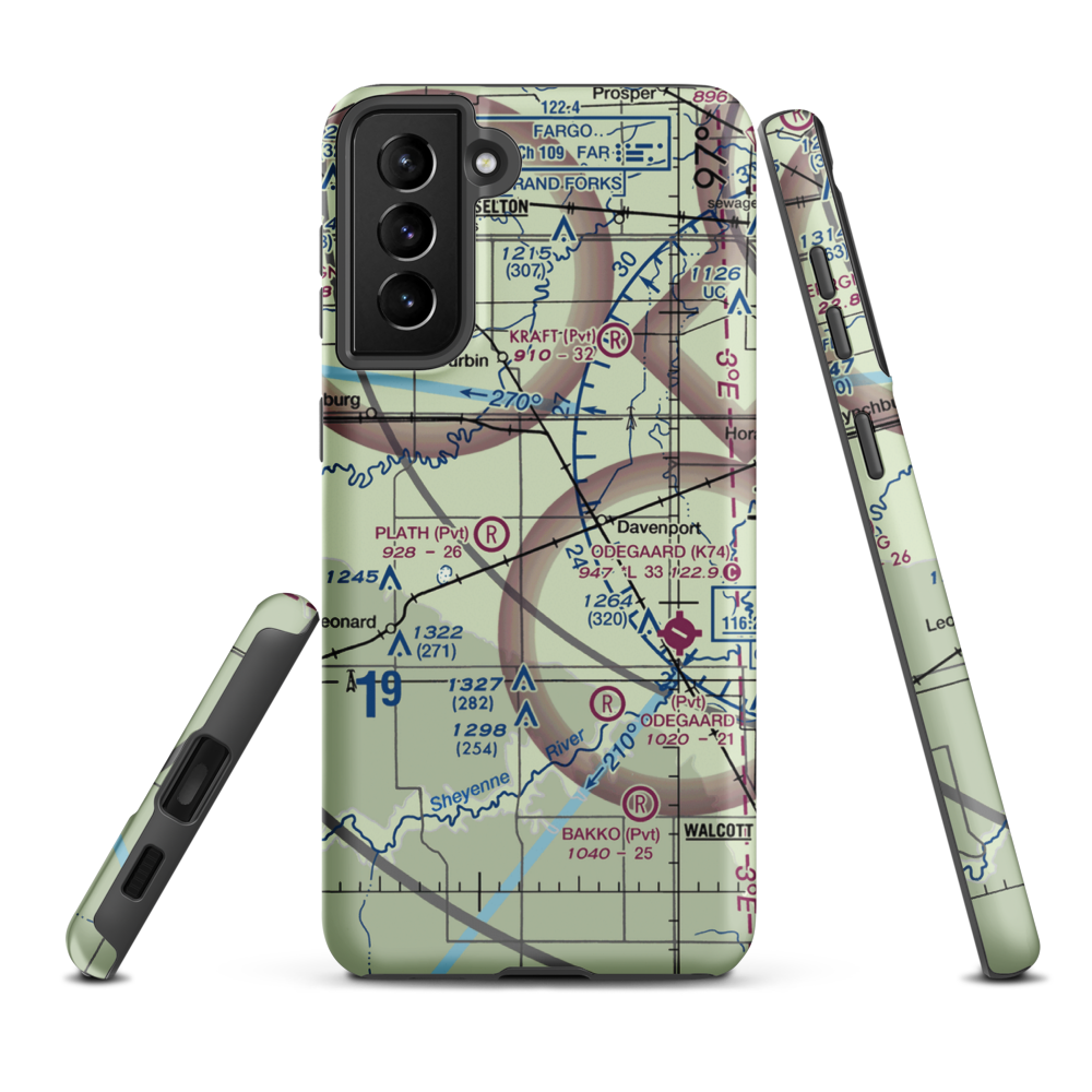 Schroeder Airport (ND92) VFR Sectional Samsung Phone Case Samsung Galaxy S21 Plus model shown