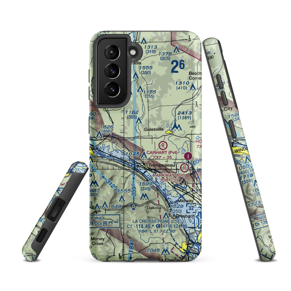 Schubert Airstrip (40WI) VFR Sectional Samsung Phone Case Samsung Galaxy S21 FE model shown