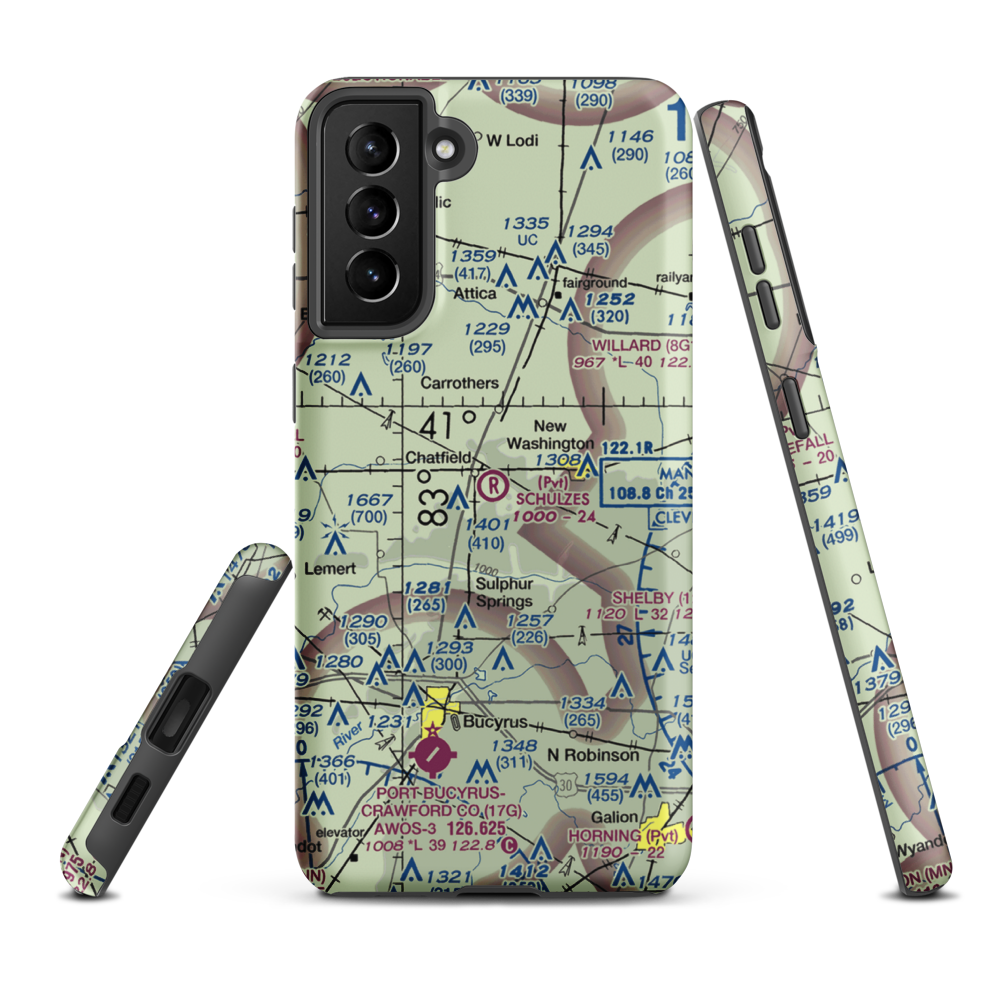 Schulze's Airport (69OI) VFR Sectional Samsung Phone Case Samsung Galaxy S21 Plus model shown