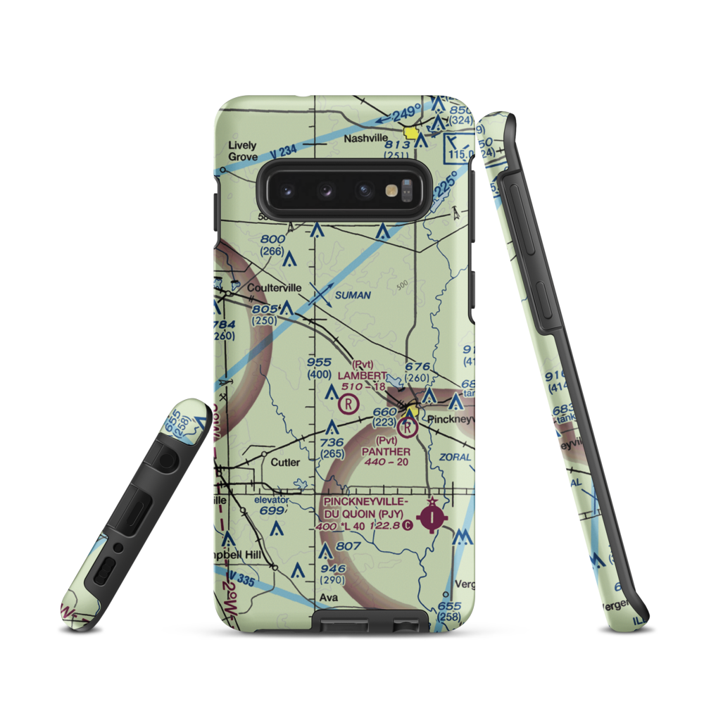 Schumaier Restricted Landing Area (01LL) VFR Sectional Samsung Phone Case Samsung Galaxy S10 model shown