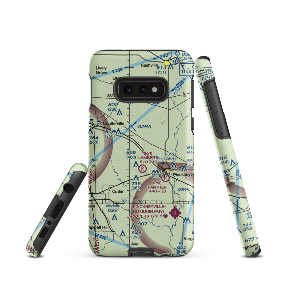 Schumaier Restricted Landing Area (01LL) VFR Sectional Samsung Phone Case Samsung Galaxy S10e model shown