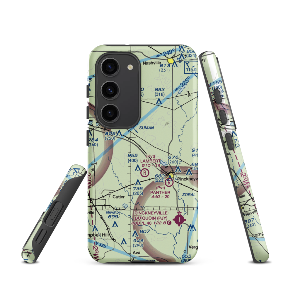 Schumaier Restricted Landing Area (01LL) VFR Sectional Samsung Phone Case Samsung Galaxy S23 model shown