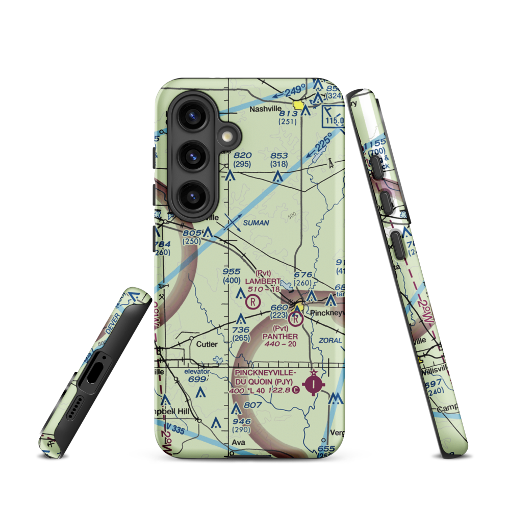 Schumaier Restricted Landing Area (01LL) VFR Sectional Samsung Phone Case Samsung Galaxy S24 model shown