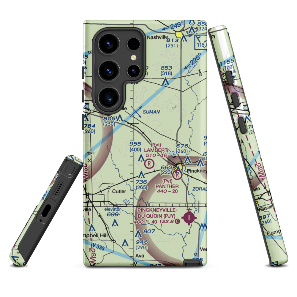 Schumaier Restricted Landing Area (01LL) VFR Sectional Samsung Phone Case Samsung Galaxy S24 Ultra model shown