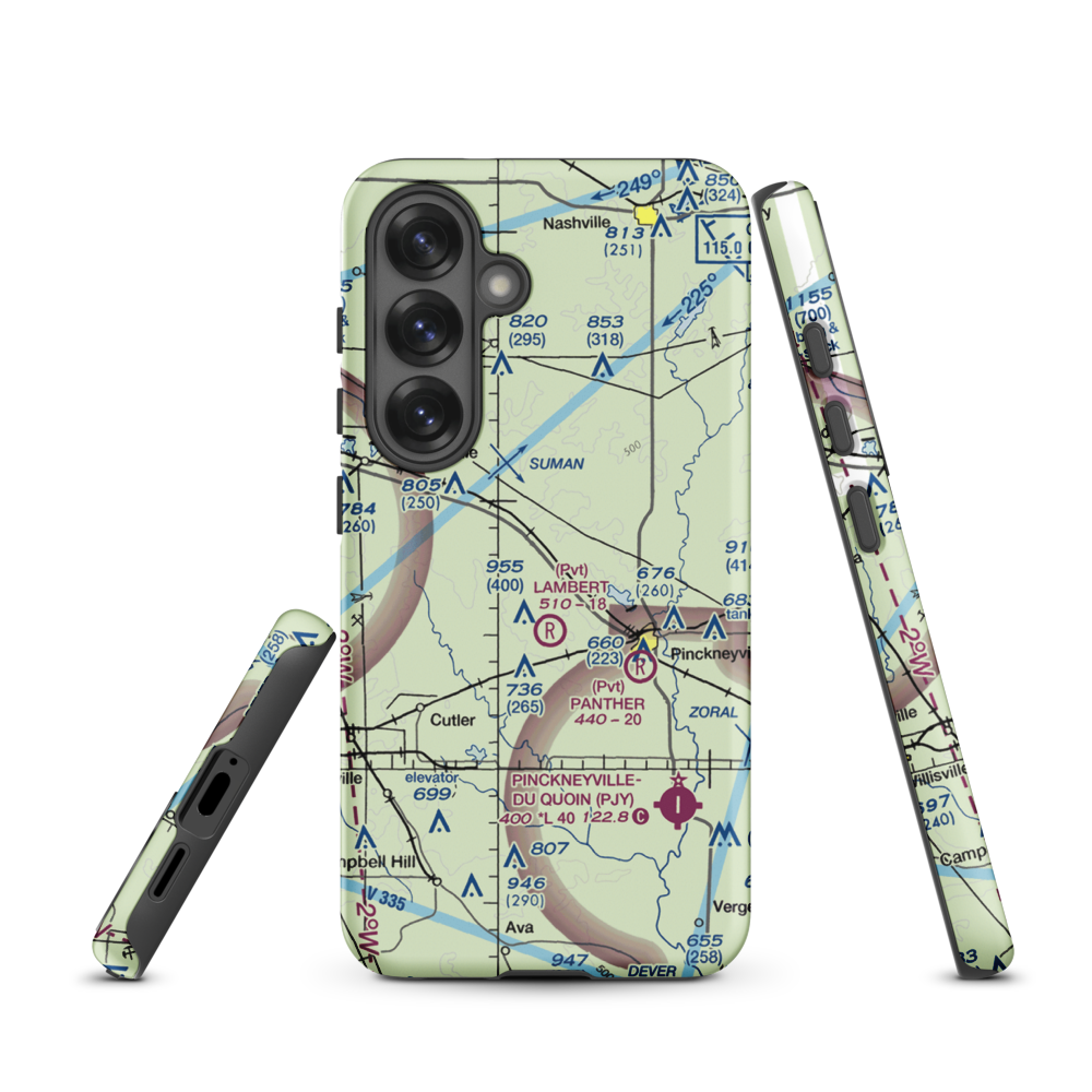 Schumaier Restricted Landing Area (01LL) VFR Sectional Samsung Phone Case Samsung Galaxy S25 model shown