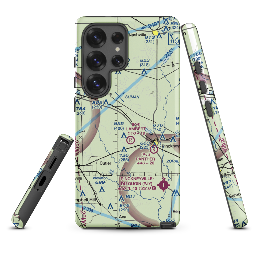 Schumaier Restricted Landing Area (01LL) VFR Sectional Samsung Phone Case Samsung Galaxy S25 Ultra model shown