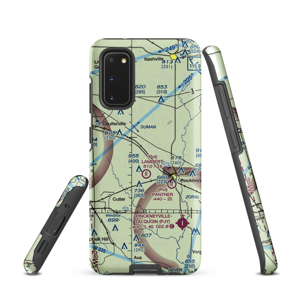 Schumaier Restricted Landing Area (01LL) VFR Sectional Samsung Phone Case Samsung Galaxy S20 model shown