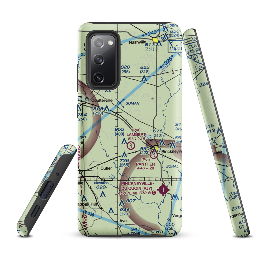 Schumaier Restricted Landing Area (01LL) VFR Sectional Samsung Phone Case Samsung Galaxy S20 FE model shown