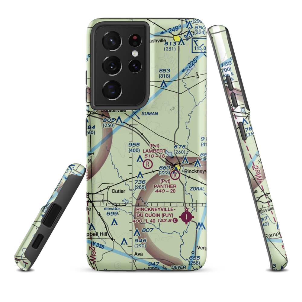 Schumaier Restricted Landing Area (01LL) VFR Sectional Samsung Phone Case Samsung Galaxy S21 Ultra model shown
