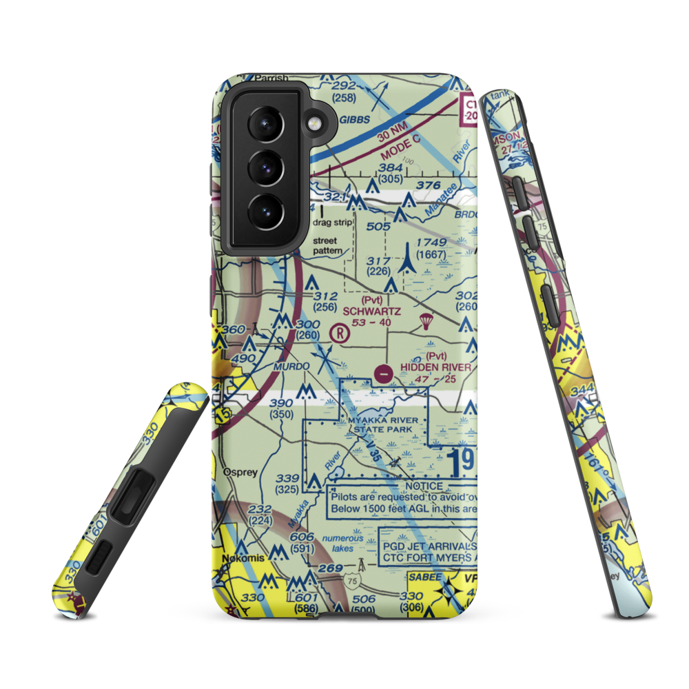 Schwartz Farms Inc Airport (4FL8) VFR Sectional Samsung Phone Case Samsung Galaxy S21 FE model shown