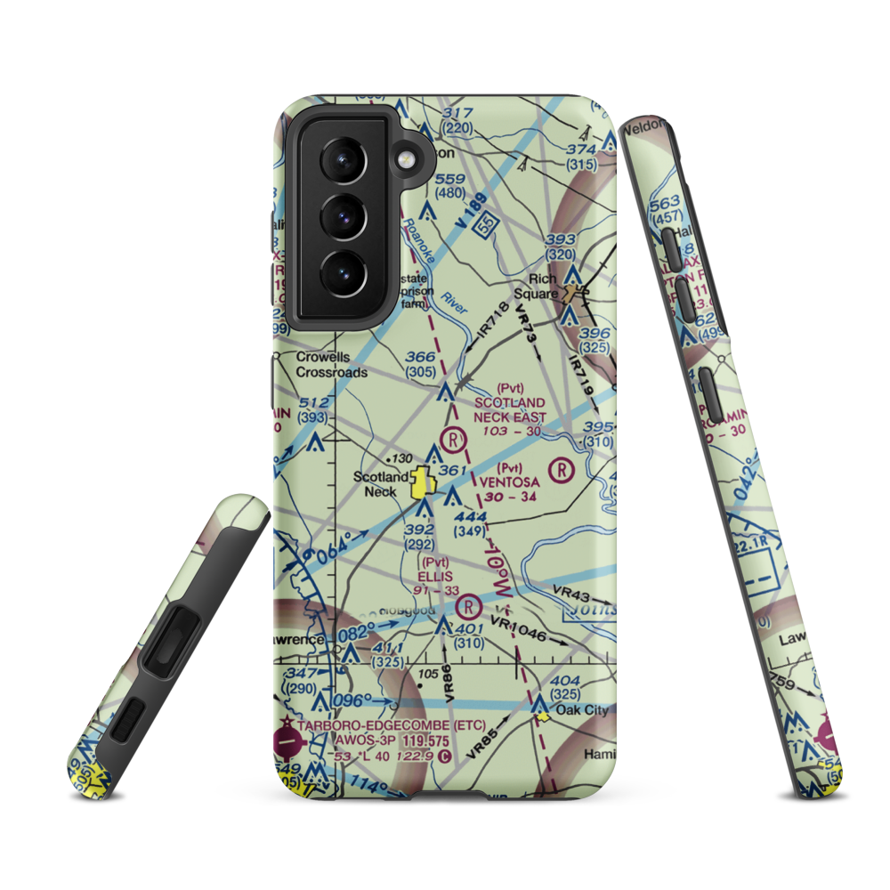 Scotland Neck East Airport (2NC7) VFR Sectional Samsung Phone Case Samsung Galaxy S21 FE model shown