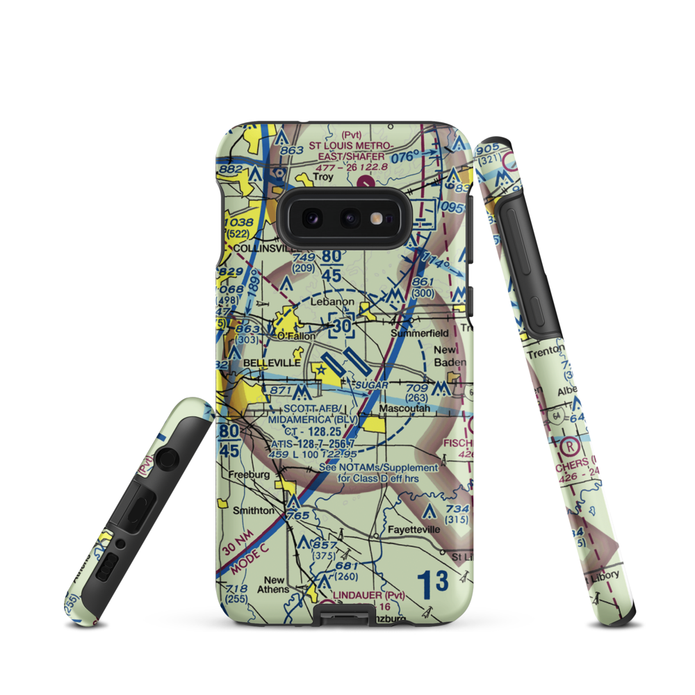 Scott AFB/Midamerica Airport (BLV) VFR Sectional Samsung Phone Case Samsung Galaxy S10e model shown