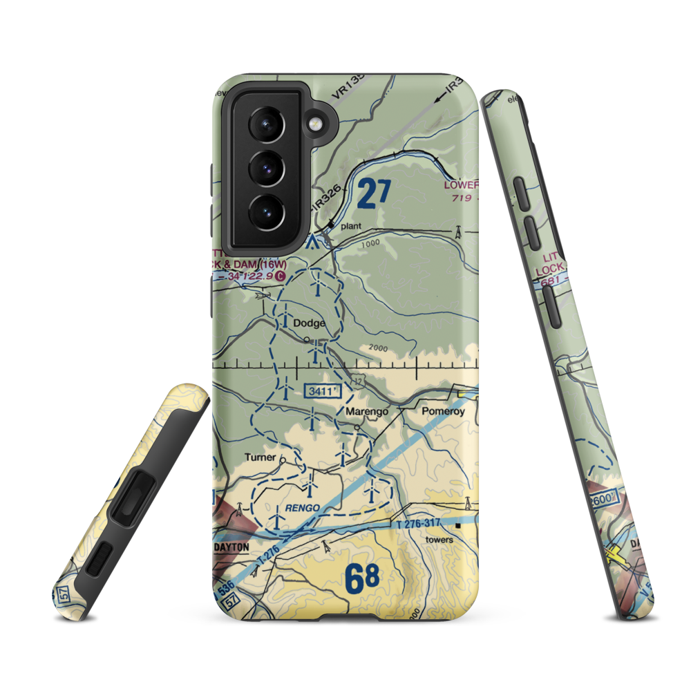 Scott Seed Farm Airport (85WA) VFR Sectional Samsung Phone Case Samsung Galaxy S21 FE model shown