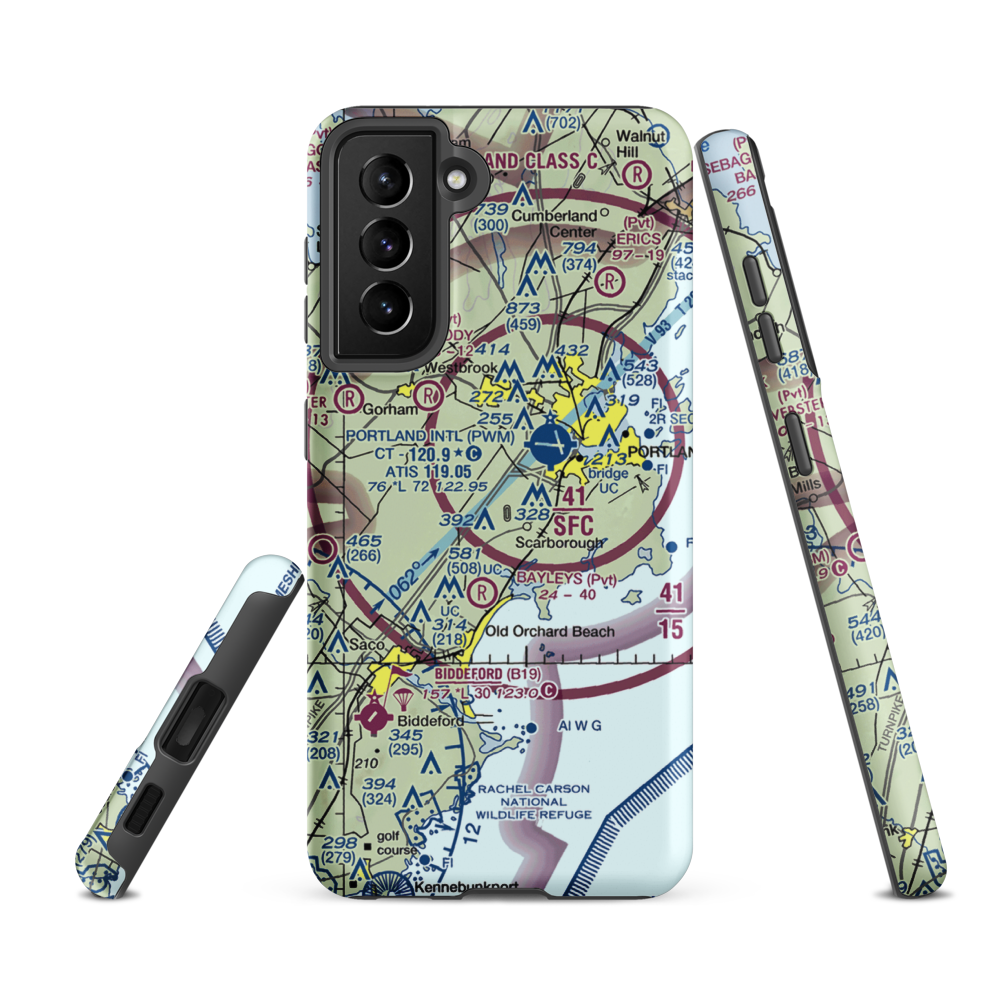Scottow Bog Flightpark Ultralightport (ME66) VFR Sectional Samsung Phone Case Samsung Galaxy S21 FE model shown