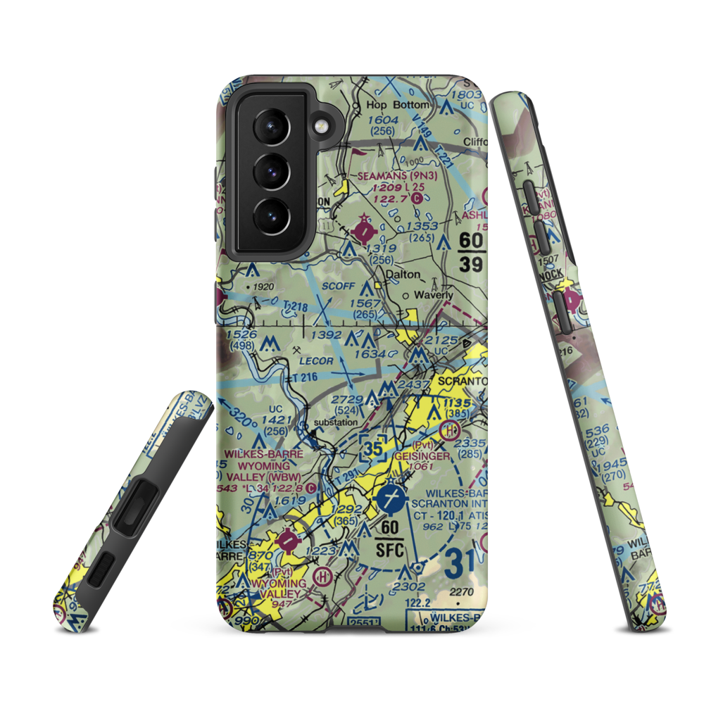Scranton Municipal Airport. (SCR) VFR Sectional Samsung Phone Case Samsung Galaxy S21 FE model shown