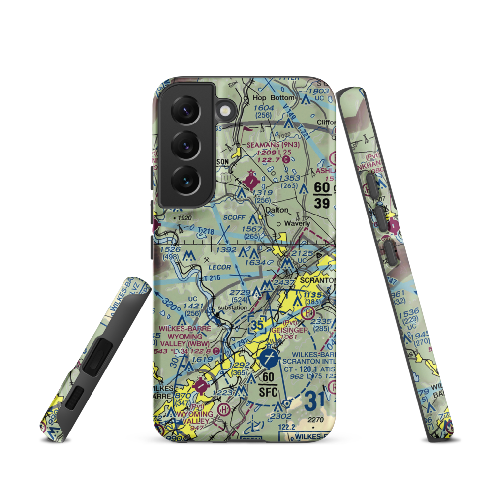 Scranton Municipal Airport. (SCR) VFR Sectional Samsung Phone Case Samsung Galaxy S22 model shown