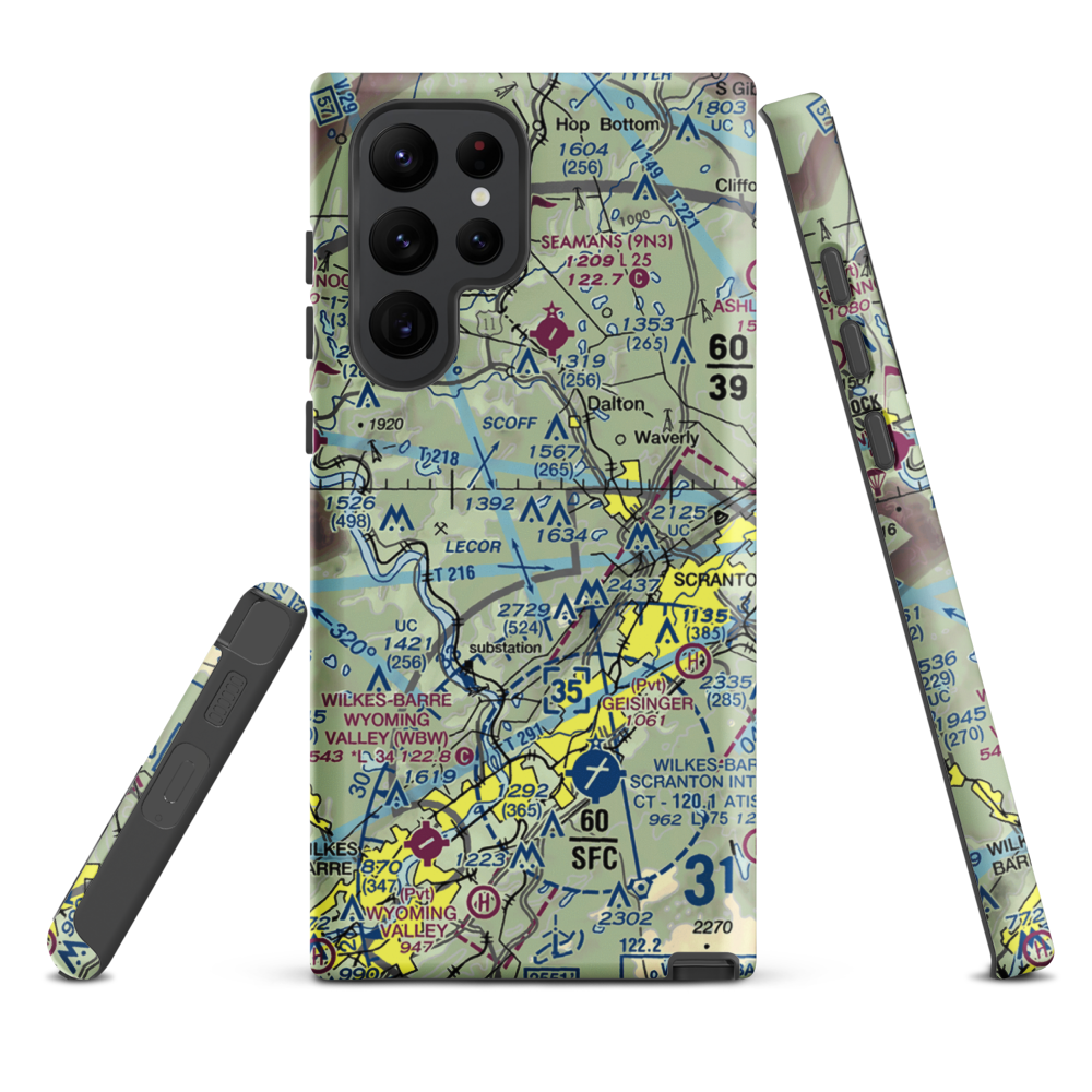 Scranton Municipal Airport. (SCR) VFR Sectional Samsung Phone Case Samsung Galaxy S22 Ultra model shown
