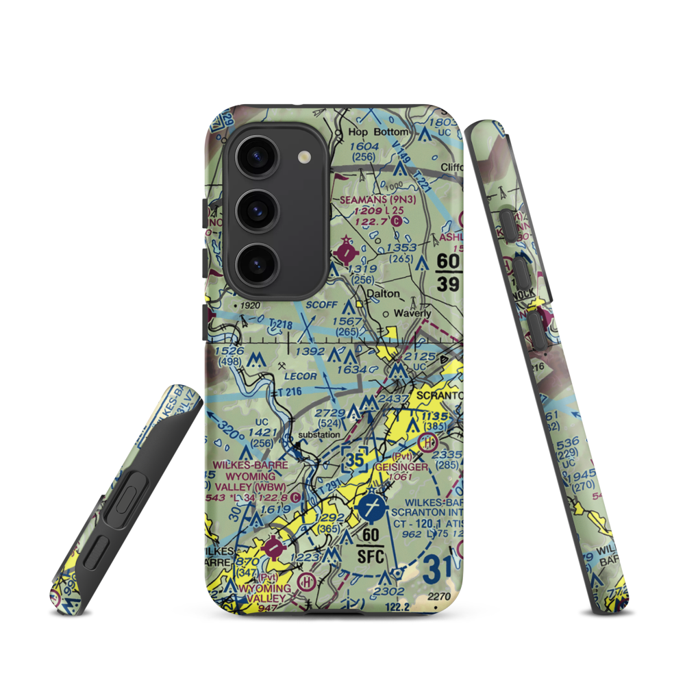 Scranton Municipal Airport. (SCR) VFR Sectional Samsung Phone Case Samsung Galaxy S23 model shown