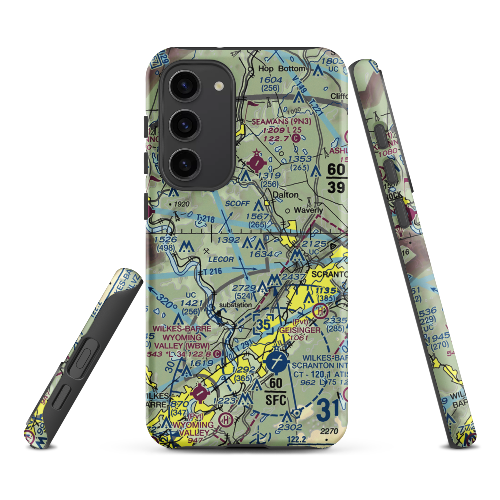 Scranton Municipal Airport. (SCR) VFR Sectional Samsung Phone Case Samsung Galaxy S23 Plus model shown