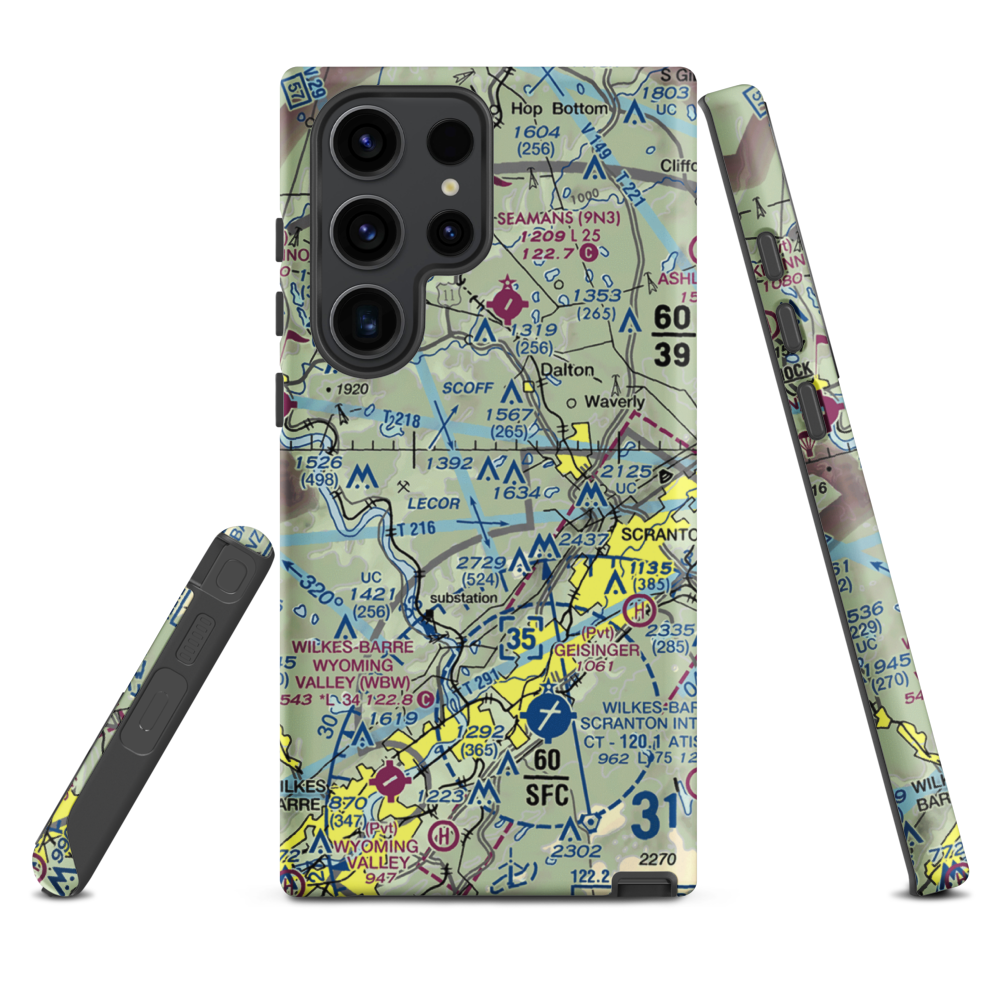Scranton Municipal Airport. (SCR) VFR Sectional Samsung Phone Case Samsung Galaxy S23 Ultra model shown