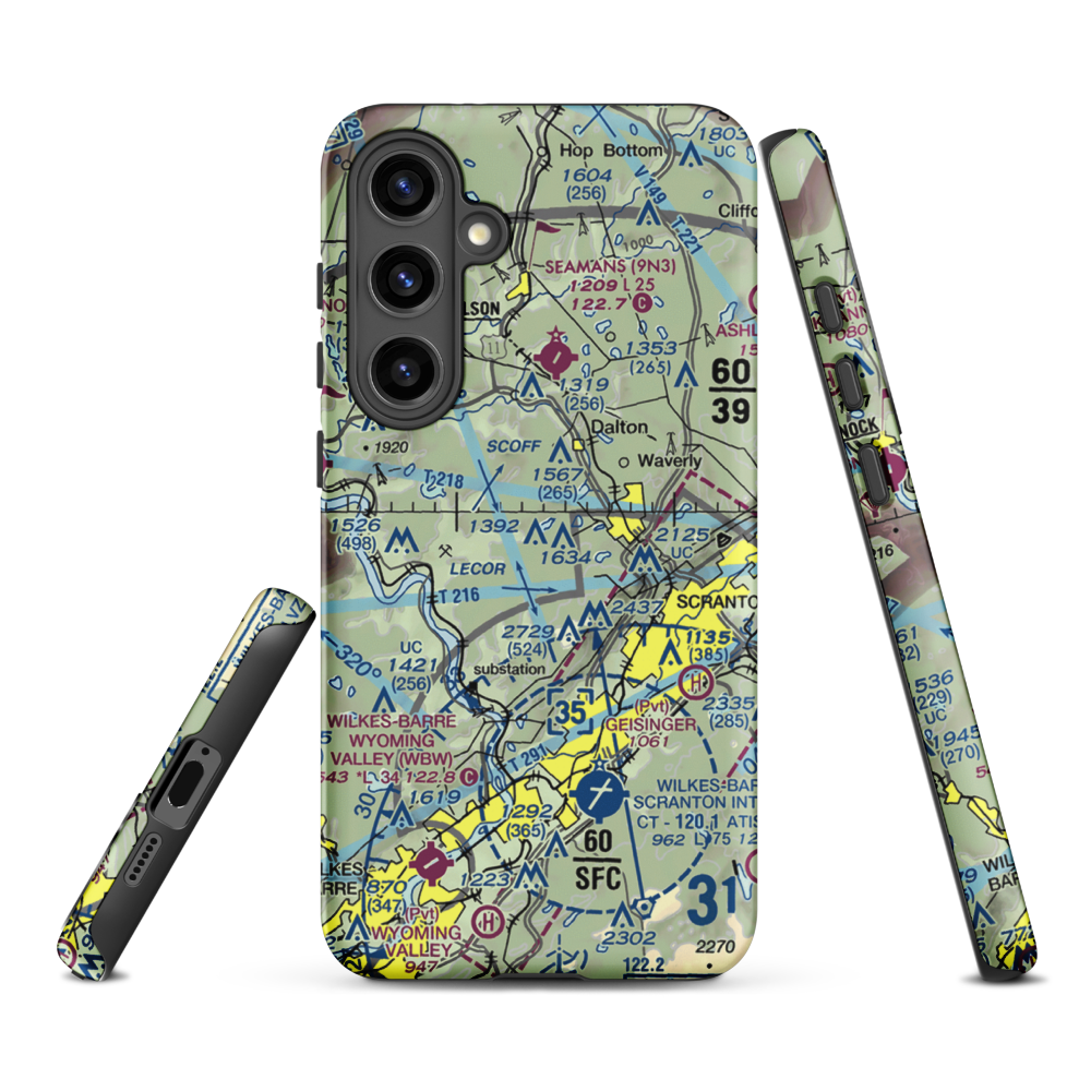 Scranton Municipal Airport. (SCR) VFR Sectional Samsung Phone Case Samsung Galaxy S24 Plus model shown