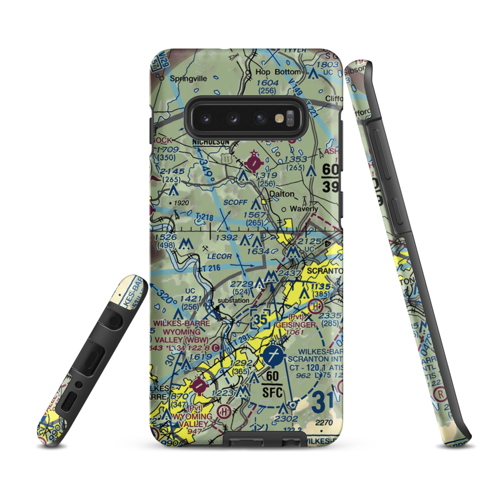 Scranton Municipal Airport. (SCR) VFR Sectional Samsung Phone Case Samsung Galaxy S10 Plus model shown