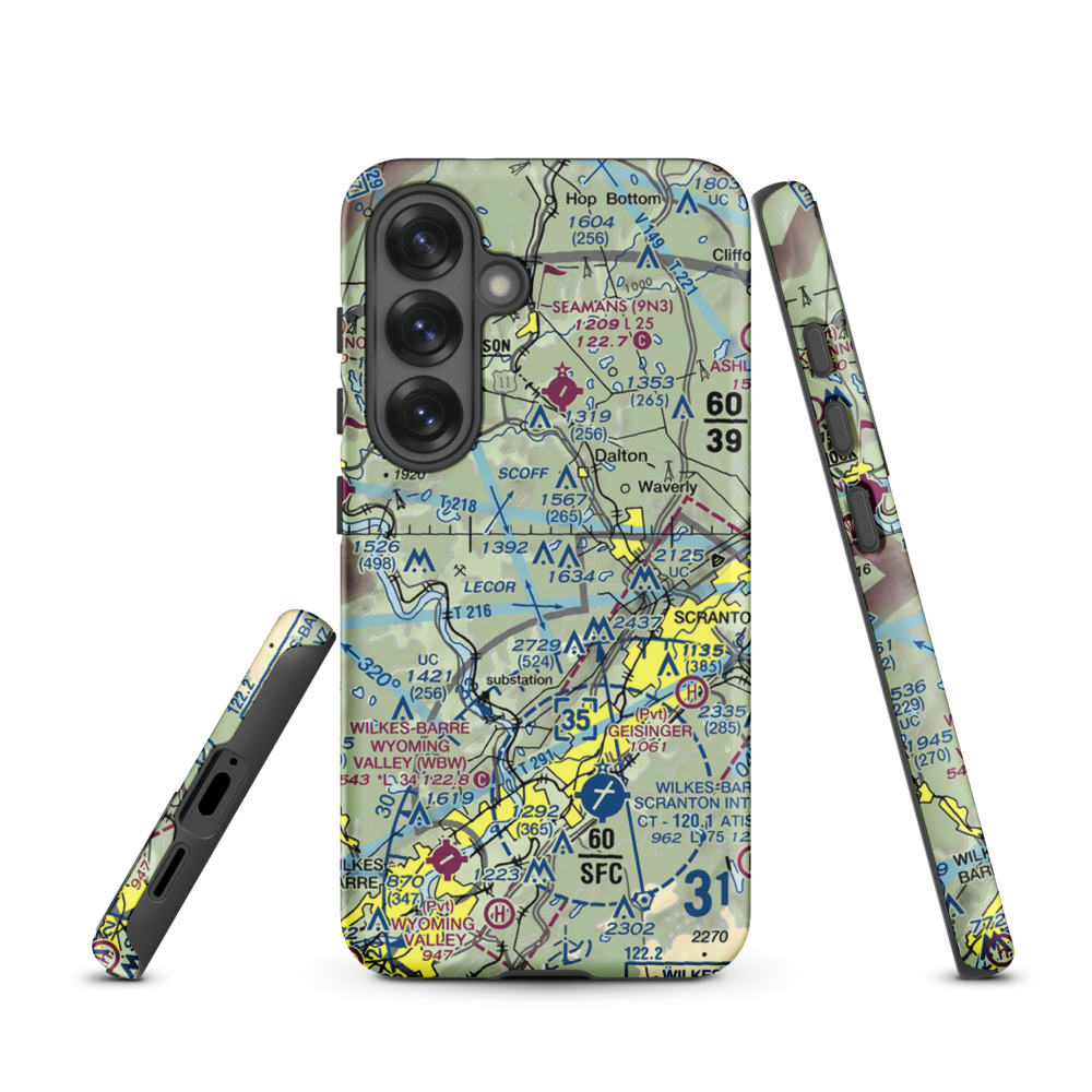 Scranton Municipal Airport. (SCR) VFR Sectional Samsung Phone Case Samsung Galaxy S25 model shown