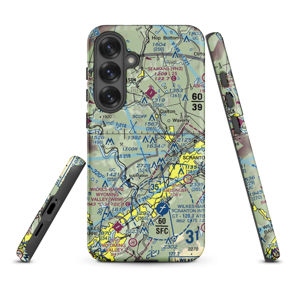Scranton Municipal Airport. (SCR) VFR Sectional Samsung Phone Case Samsung Galaxy S25 Plus model shown