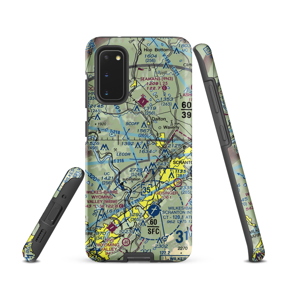 Scranton Municipal Airport. (SCR) VFR Sectional Samsung Phone Case Samsung Galaxy S20 model shown