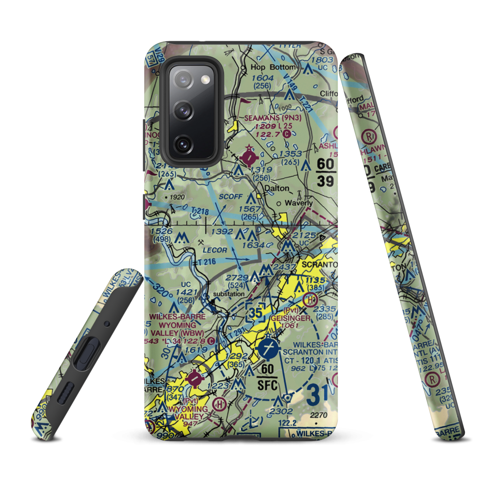 Scranton Municipal Airport. (SCR) VFR Sectional Samsung Phone Case Samsung Galaxy S20 FE model shown