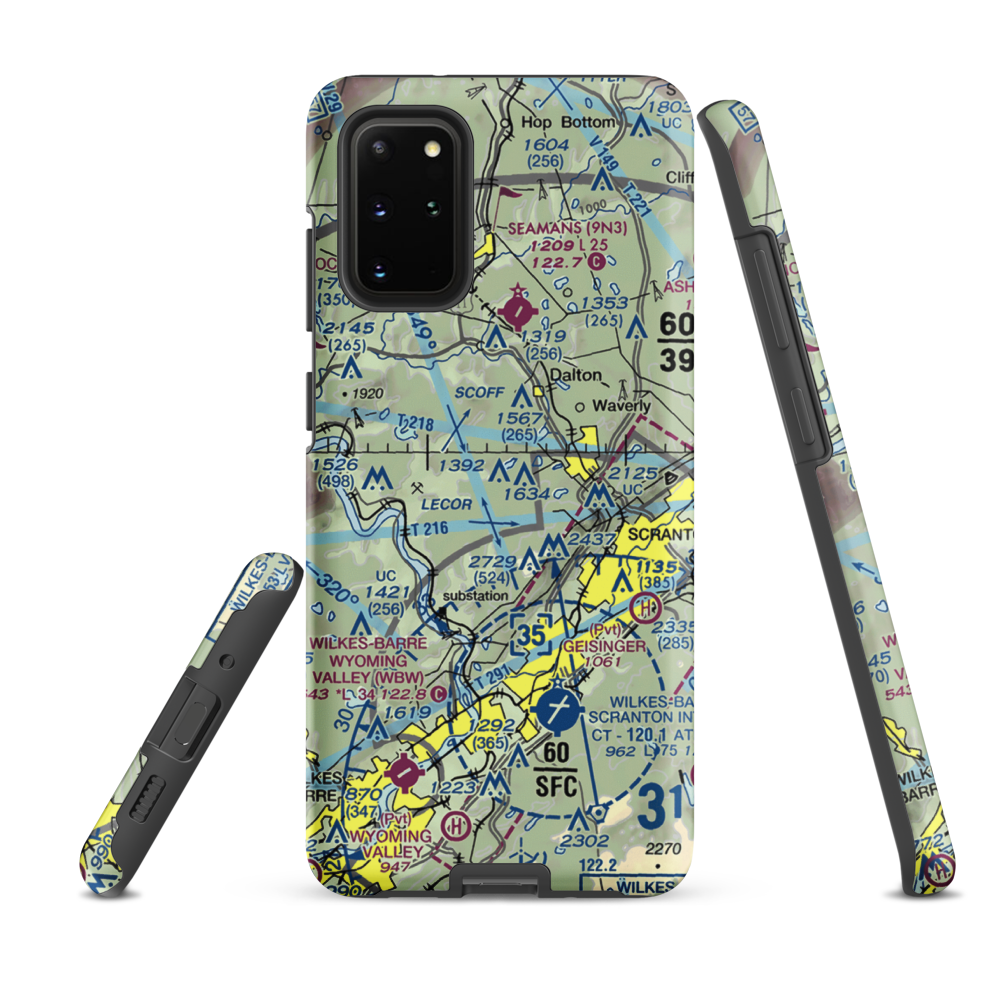 Scranton Municipal Airport. (SCR) VFR Sectional Samsung Phone Case Samsung Galaxy S20 Plus model shown