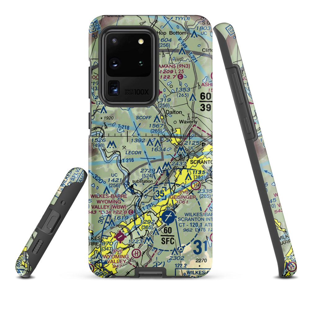 Scranton Municipal Airport. (SCR) VFR Sectional Samsung Phone Case Samsung Galaxy S20 Ultra model shown