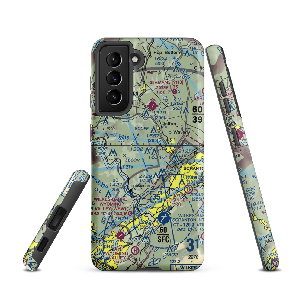 Scranton Municipal Airport. (SCR) VFR Sectional Samsung Phone Case Samsung Galaxy S21 model shown