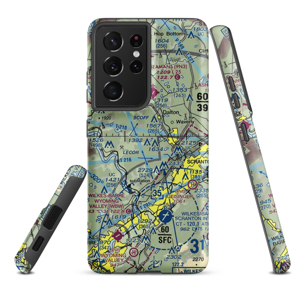 Scranton Municipal Airport. (SCR) VFR Sectional Samsung Phone Case Samsung Galaxy S21 Ultra model shown