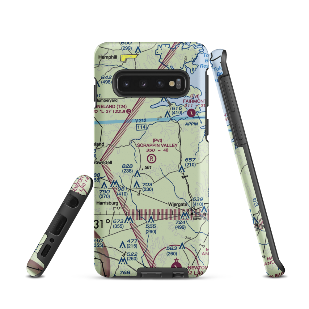 Scrappin Valley Airport (4XS5) VFR Sectional Samsung Phone Case Samsung Galaxy S10 model shown