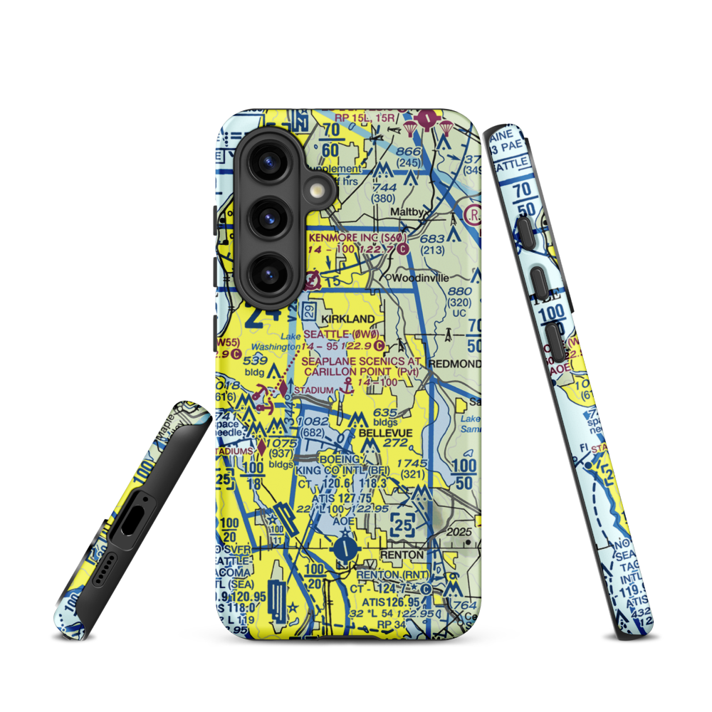 Seaplane Scenics at Carillon Point Seaplane Base (WA32) VFR Sectional Samsung Phone Case Samsung Galaxy S24 model shown